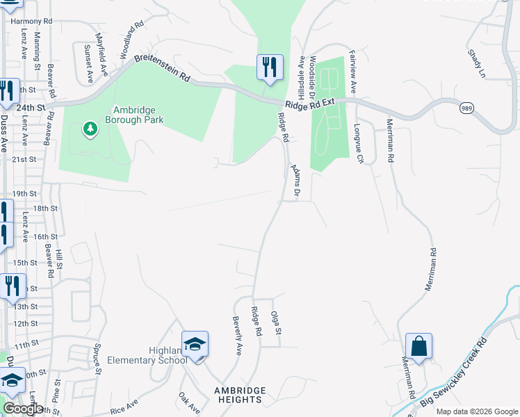 map of restaurants, bars, coffee shops, grocery stores, and more near in Ambridge