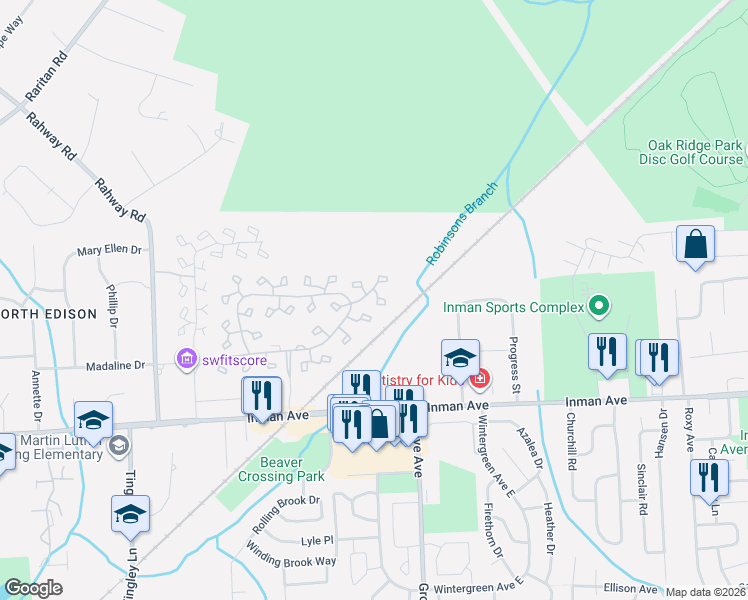 map of restaurants, bars, coffee shops, grocery stores, and more near 252 Westgate Drive in Edison