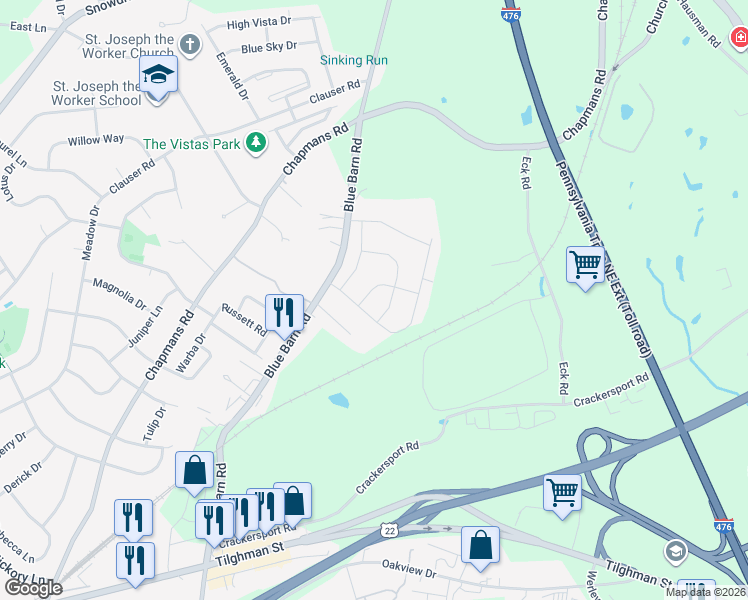 map of restaurants, bars, coffee shops, grocery stores, and more near 5372 Jutland Road in Allentown