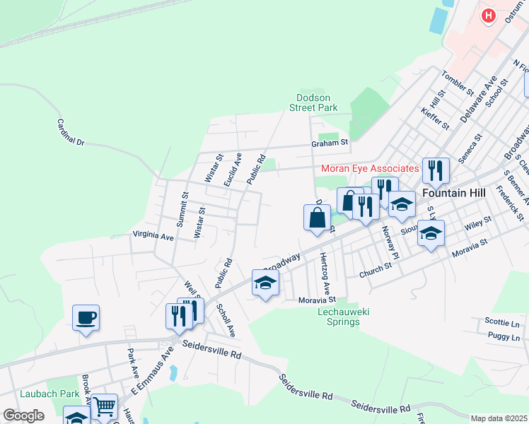map of restaurants, bars, coffee shops, grocery stores, and more near 781 Harrison Avenue in Bethlehem