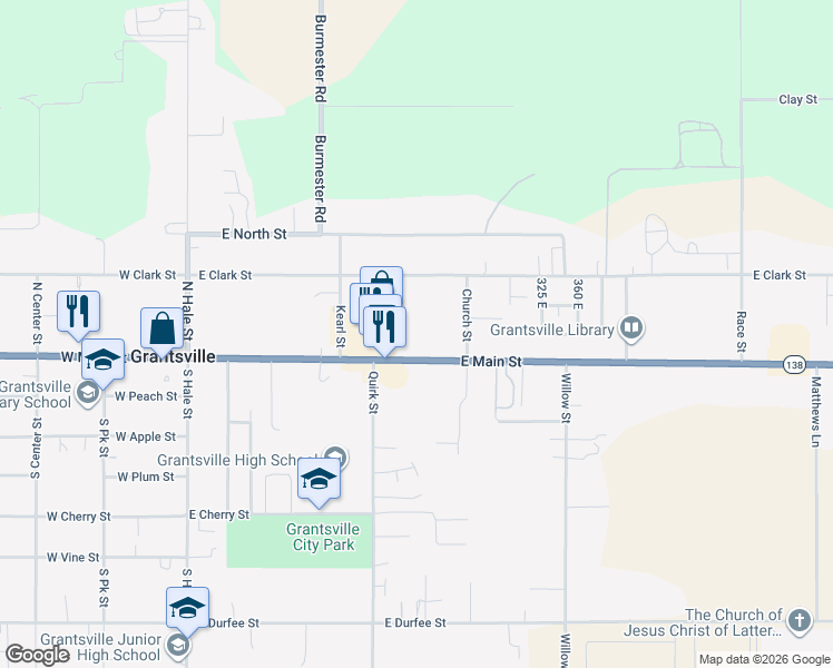 map of restaurants, bars, coffee shops, grocery stores, and more near 263 E Main St in Grantsville