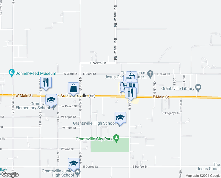 map of restaurants, bars, coffee shops, grocery stores, and more near 151 East Main Street in Grantsville