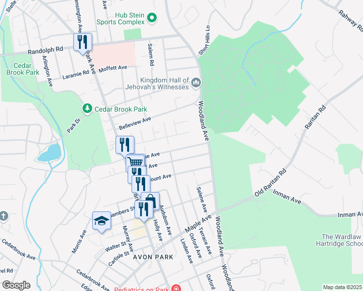 map of restaurants, bars, coffee shops, grocery stores, and more near 231 Sprague Avenue in South Plainfield
