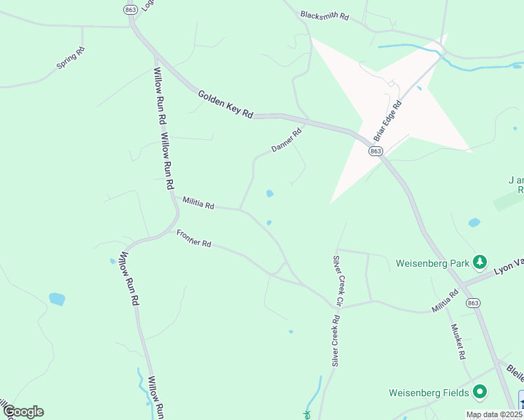 map of restaurants, bars, coffee shops, grocery stores, and more near 3281 Militia Road in Kutztown