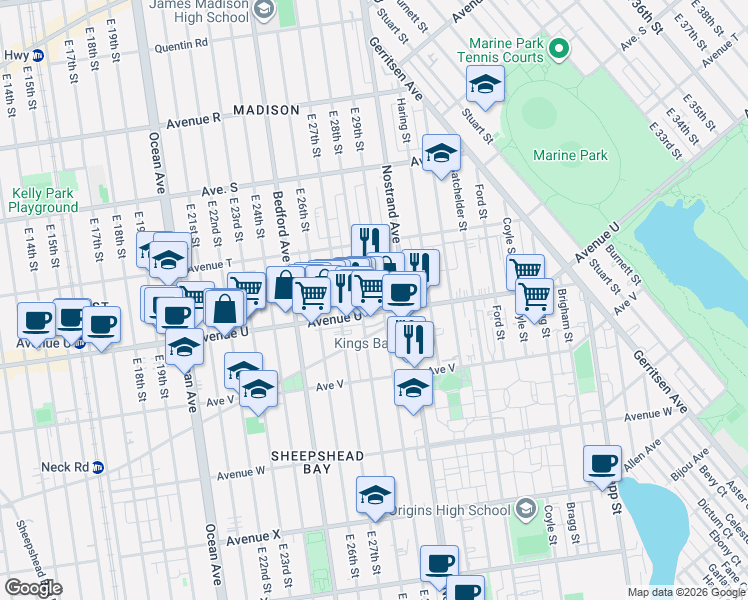 map of restaurants, bars, coffee shops, grocery stores, and more near in Brooklyn