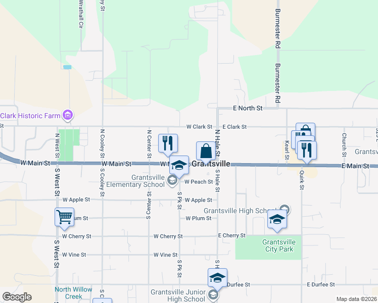 map of restaurants, bars, coffee shops, grocery stores, and more near 94 West Main Street in Grantsville