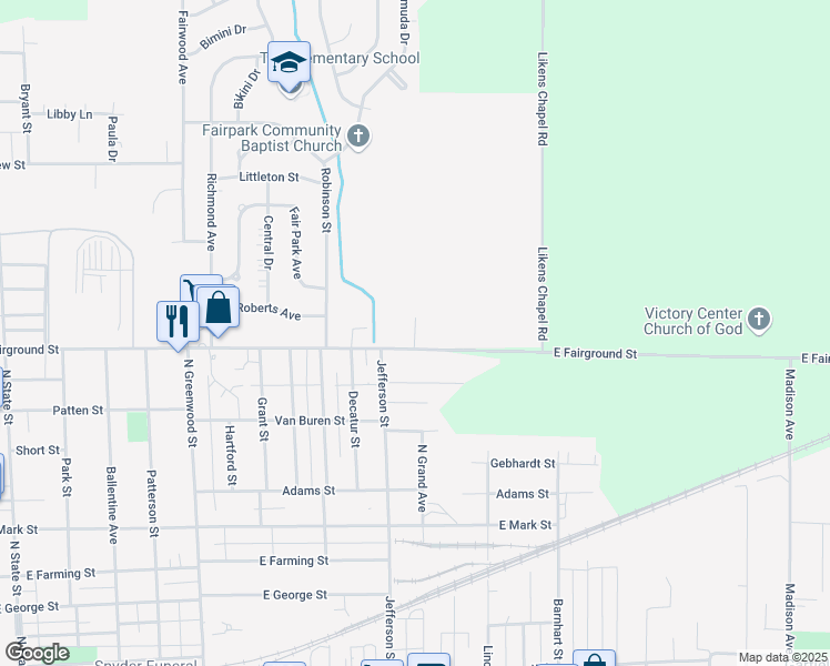 map of restaurants, bars, coffee shops, grocery stores, and more near 1000 Harding Village Dr in Marion