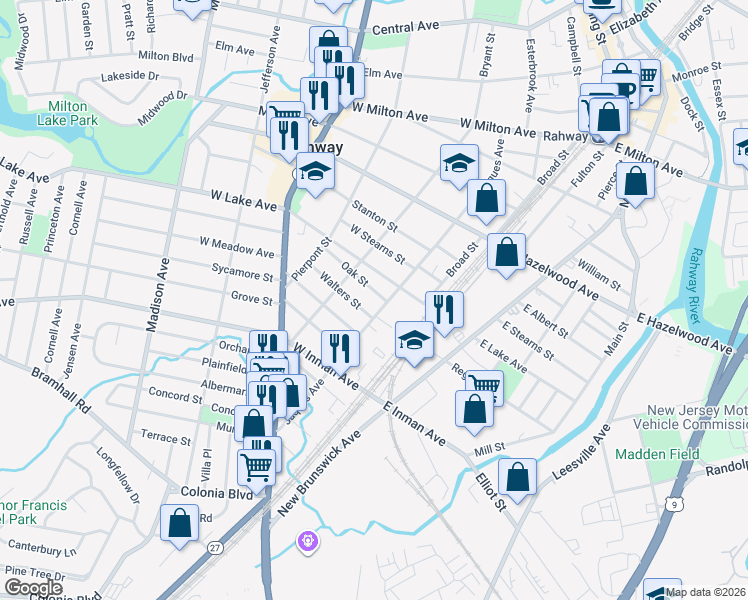 map of restaurants, bars, coffee shops, grocery stores, and more near 718 Jaques Avenue in Rahway