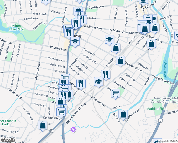 map of restaurants, bars, coffee shops, grocery stores, and more near 718 Jaques Avenue in Rahway