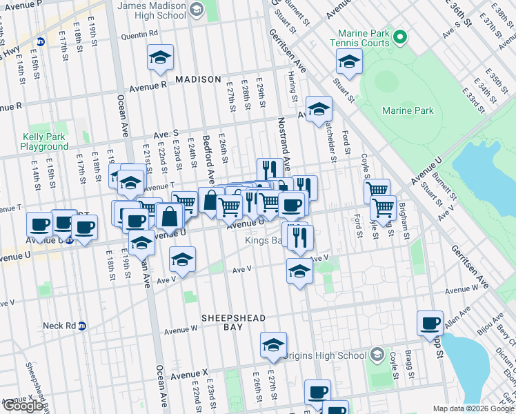 map of restaurants, bars, coffee shops, grocery stores, and more near in Brooklyn