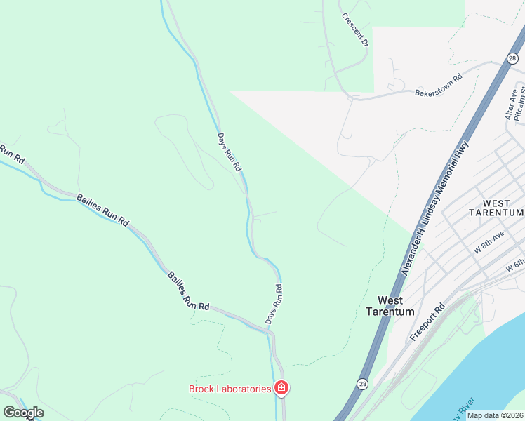 map of restaurants, bars, coffee shops, grocery stores, and more near 358 Days Run Road in Tarentum