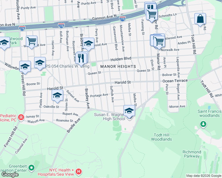 map of restaurants, bars, coffee shops, grocery stores, and more near 177 Portage Avenue in Staten Island