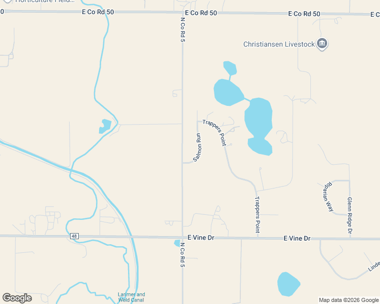 map of restaurants, bars, coffee shops, grocery stores, and more near 1095 North Co Road 5 in Fort Collins