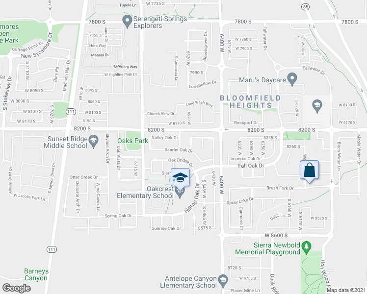 map of restaurants, bars, coffee shops, grocery stores, and more near 8269 South 6555 West in West Jordan