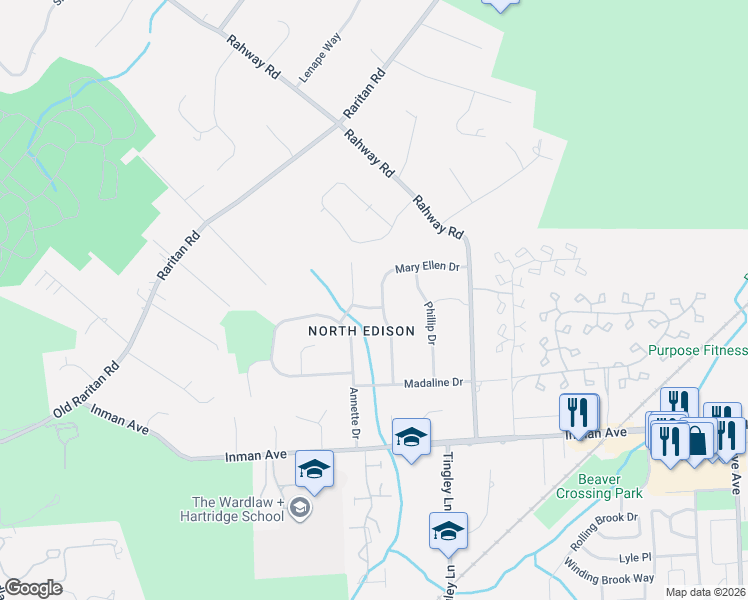 map of restaurants, bars, coffee shops, grocery stores, and more near 4 Butler Road in Edison