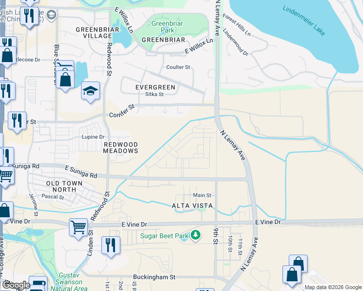 map of restaurants, bars, coffee shops, grocery stores, and more near 817-1095 N Lemay Ave in Fort Collins