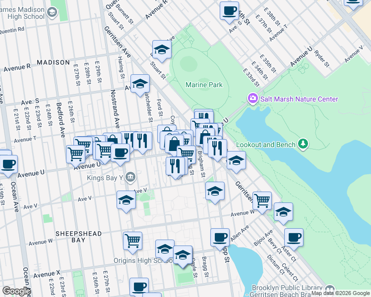 map of restaurants, bars, coffee shops, grocery stores, and more near in Brooklyn