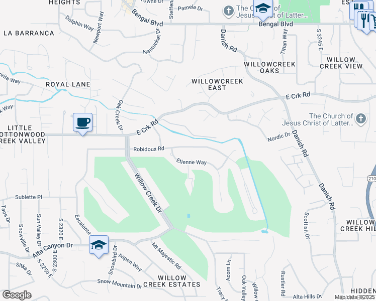 map of restaurants, bars, coffee shops, grocery stores, and more near 2774 Robidoux Road in Sandy