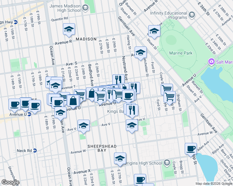 map of restaurants, bars, coffee shops, grocery stores, and more near in Brooklyn