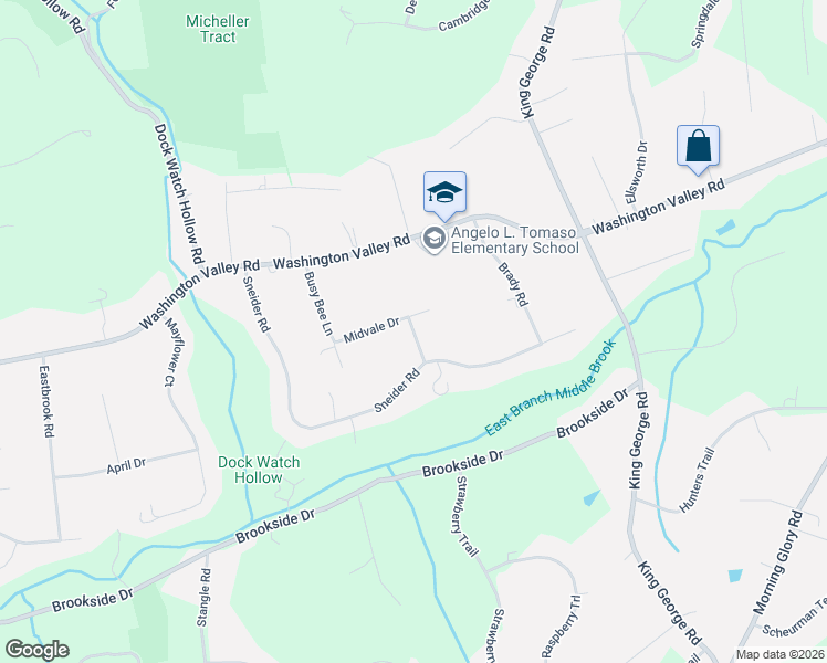 map of restaurants, bars, coffee shops, grocery stores, and more near 3 Meyers Lane in Warren