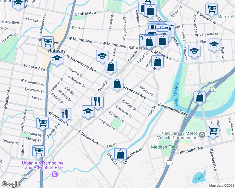 map of restaurants, bars, coffee shops, grocery stores, and more near 970 New Brunswick Avenue in Rahway