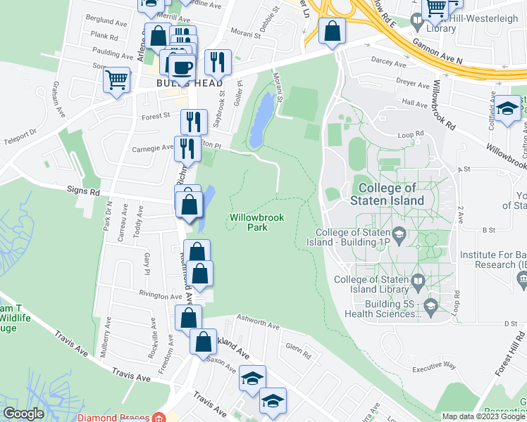 map of restaurants, bars, coffee shops, grocery stores, and more near 2 Eton Pl in Staten Island