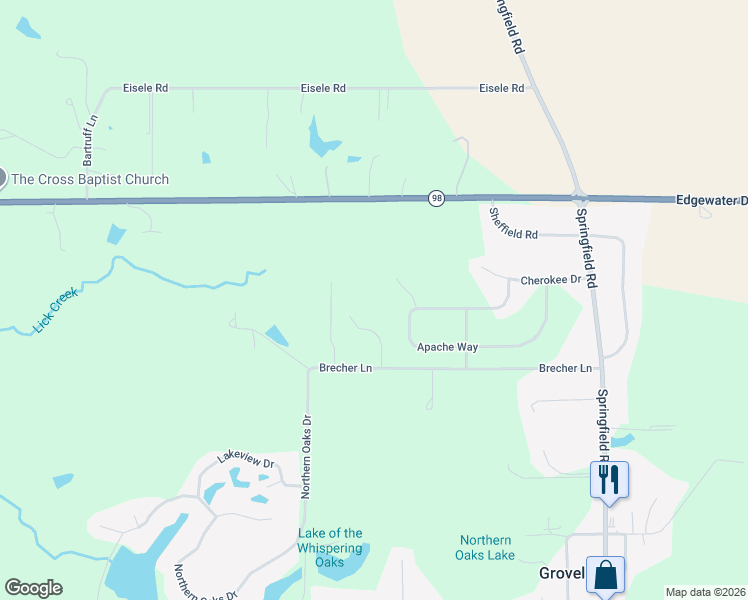 map of restaurants, bars, coffee shops, grocery stores, and more near 308 Apache Way in Tazewell