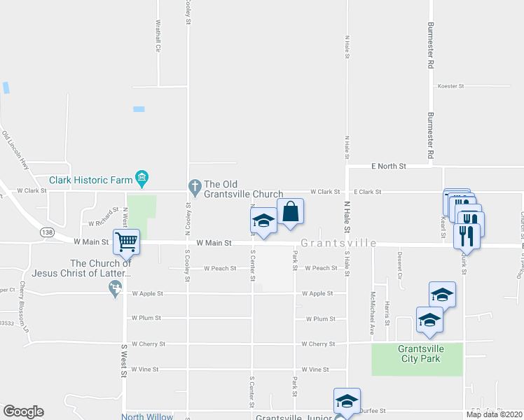 map of restaurants, bars, coffee shops, grocery stores, and more near 60 North Center Street in Grantsville