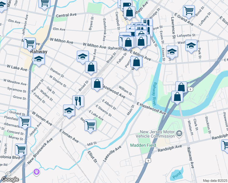 map of restaurants, bars, coffee shops, grocery stores, and more near 1088 New Brunswick Avenue in Rahway