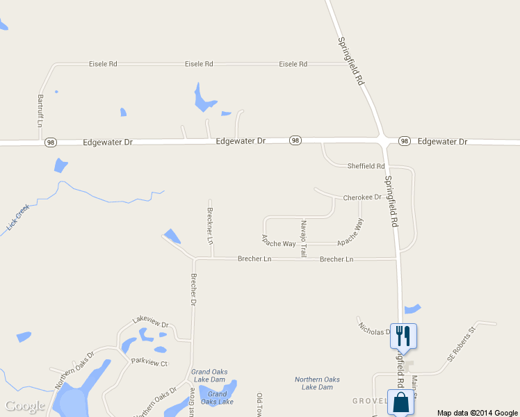 map of restaurants, bars, coffee shops, grocery stores, and more near 308 Apache Way in Groveland