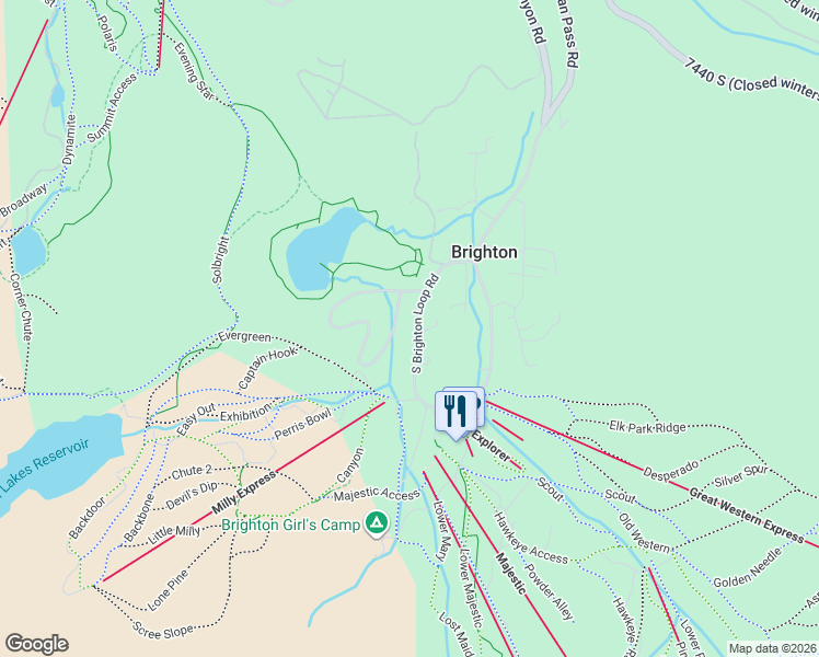 map of restaurants, bars, coffee shops, grocery stores, and more near 8121-25 South Brighton Loop Road in Salt Lake City