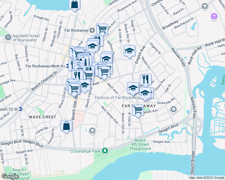 map of restaurants, bars, coffee shops, grocery stores, and more near 1403 Gateway Boulevard in Queens