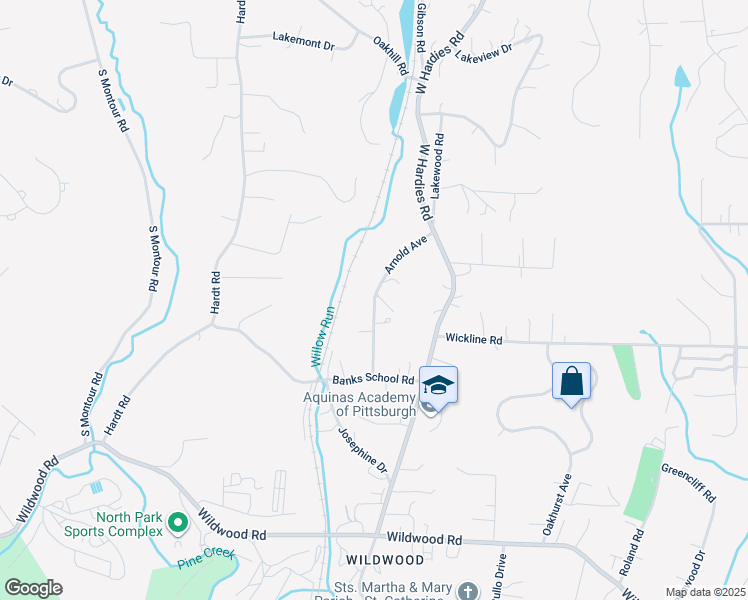 map of restaurants, bars, coffee shops, grocery stores, and more near 4924 Arnold Avenue in Gibsonia