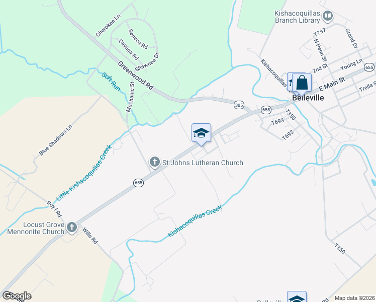 map of restaurants, bars, coffee shops, grocery stores, and more near in Belleville