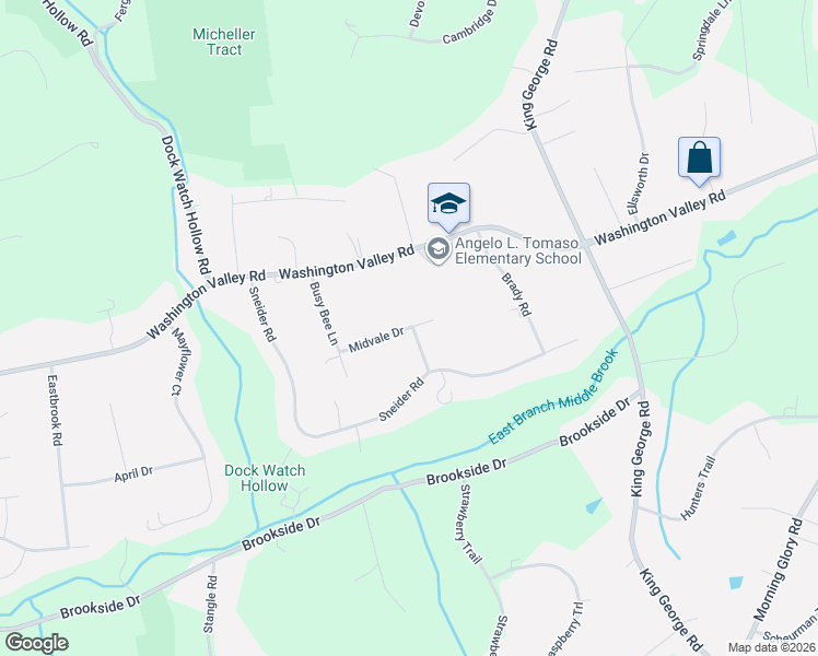 map of restaurants, bars, coffee shops, grocery stores, and more near 9 Midvale Drive in Warren