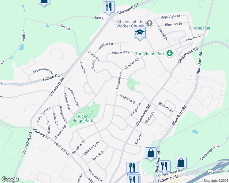 map of restaurants, bars, coffee shops, grocery stores, and more near 5613 Hemlock Place in Lehigh County