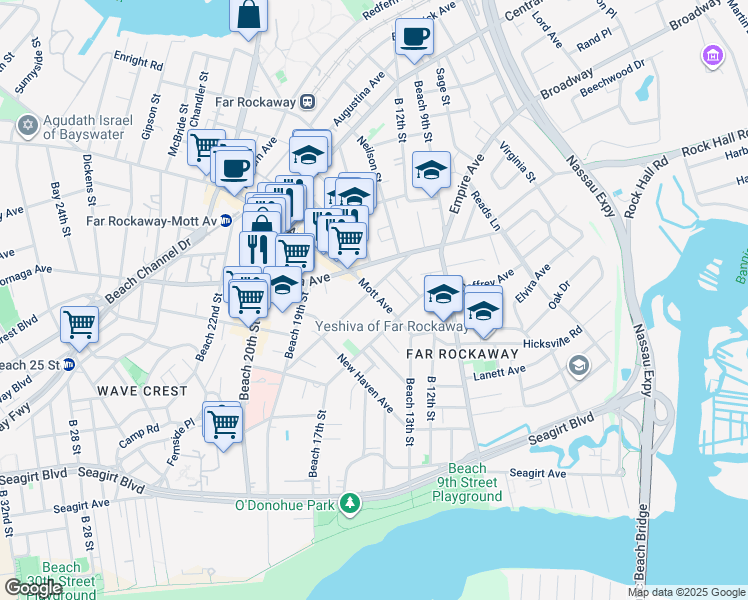 map of restaurants, bars, coffee shops, grocery stores, and more near 1403 Gateway Boulevard in Queens
