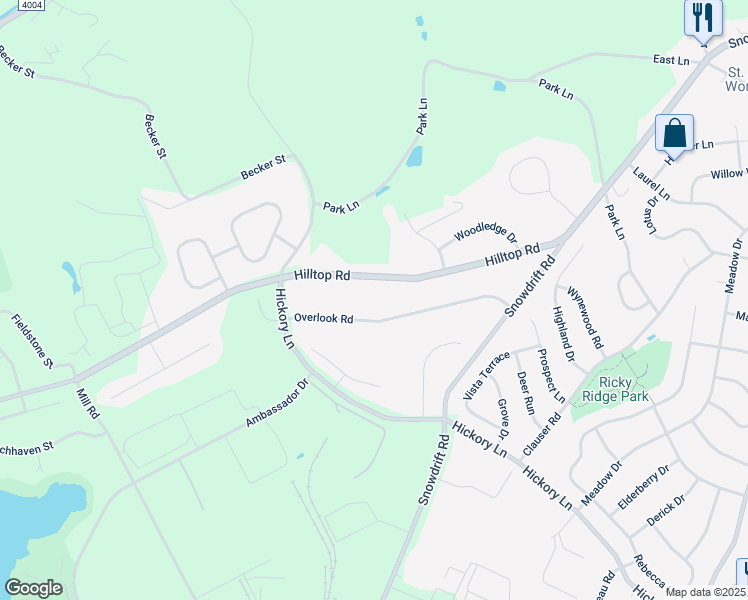 map of restaurants, bars, coffee shops, grocery stores, and more near 6238 Hilltop Road in Lehigh County