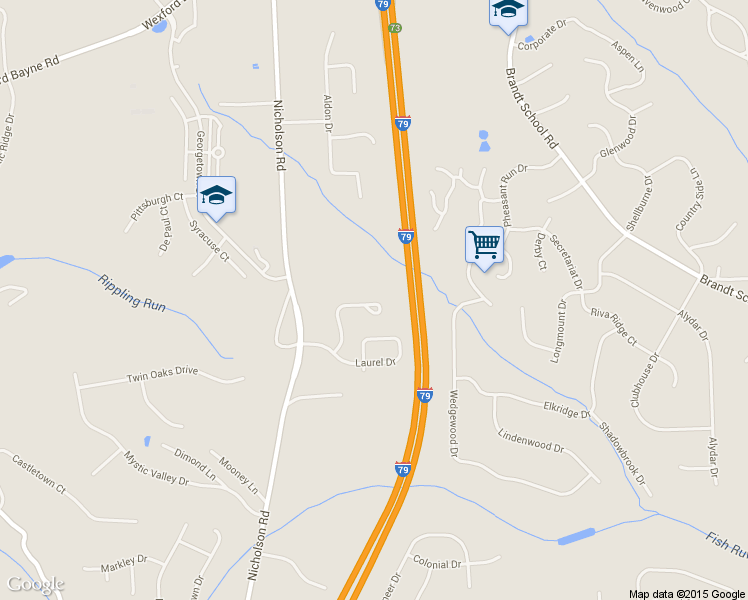 map of restaurants, bars, coffee shops, grocery stores, and more near 1745 Waterleaf Drive in Sewickley