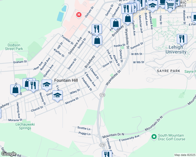 map of restaurants, bars, coffee shops, grocery stores, and more near 600 Endicott Street in Bethlehem