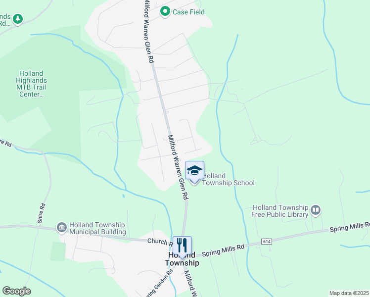 map of restaurants, bars, coffee shops, grocery stores, and more near 4 Rolling Green Drive in Milford