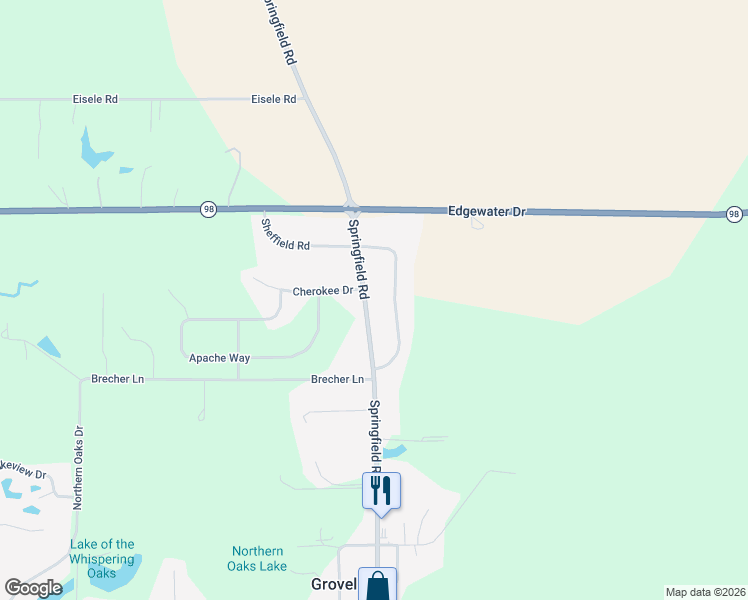 map of restaurants, bars, coffee shops, grocery stores, and more near 19314 Springfield Road in Tazewell