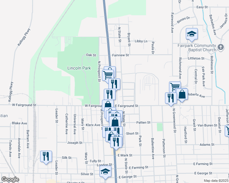 map of restaurants, bars, coffee shops, grocery stores, and more near 751 North Main Street in Marion