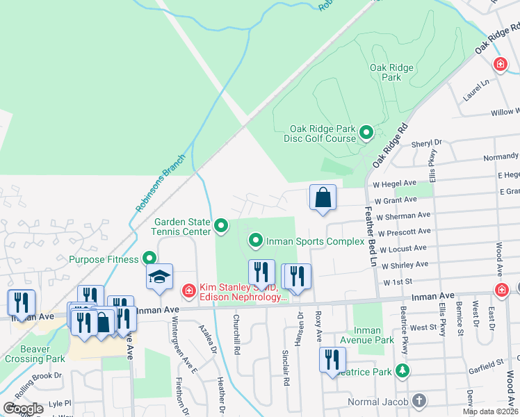 map of restaurants, bars, coffee shops, grocery stores, and more near 2 Lily court in Edison