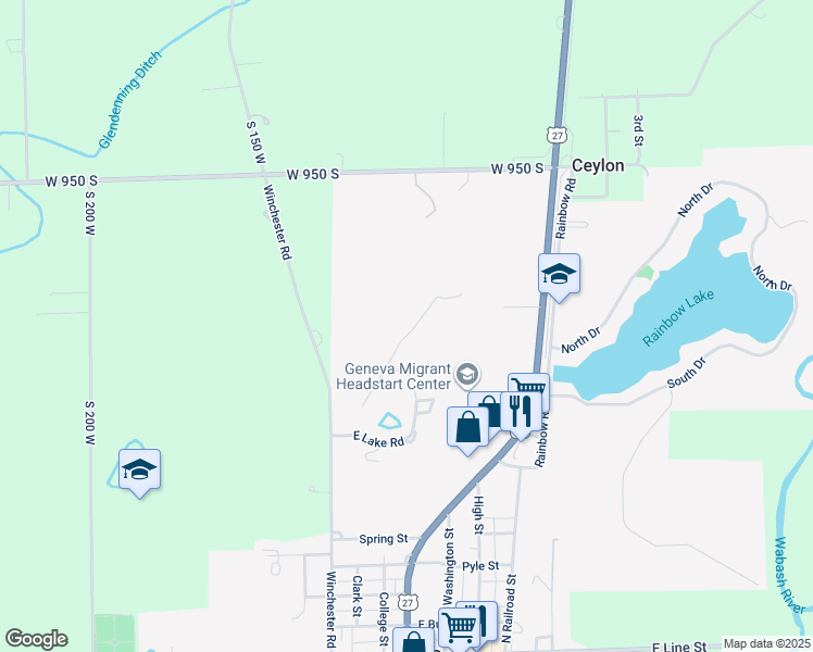 map of restaurants, bars, coffee shops, grocery stores, and more near 230 East Shore Drive in Geneva