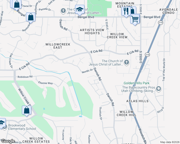 map of restaurants, bars, coffee shops, grocery stores, and more near 3132 Nordic Drive in Sandy