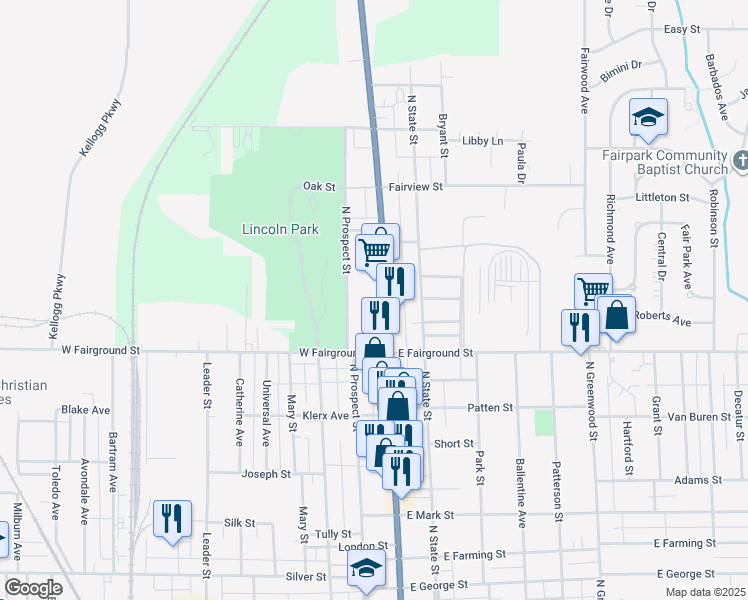 map of restaurants, bars, coffee shops, grocery stores, and more near 751 North Main Street in Marion