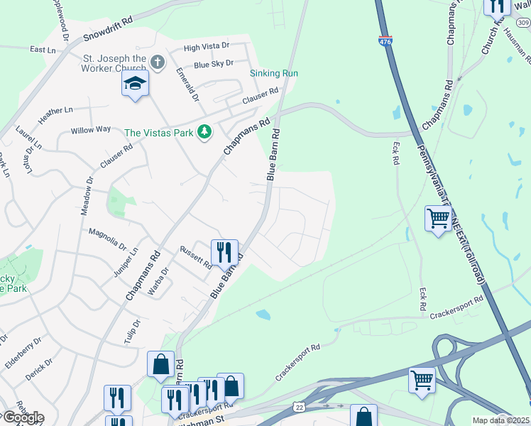 map of restaurants, bars, coffee shops, grocery stores, and more near 1482 Tarpan Lane in Allentown