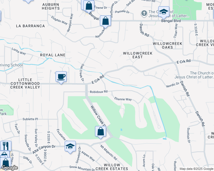 map of restaurants, bars, coffee shops, grocery stores, and more near 8211 South 2660 East in Sandy