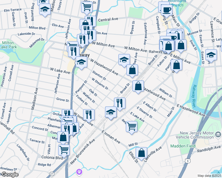 map of restaurants, bars, coffee shops, grocery stores, and more near 860 Jaques Avenue in Rahway